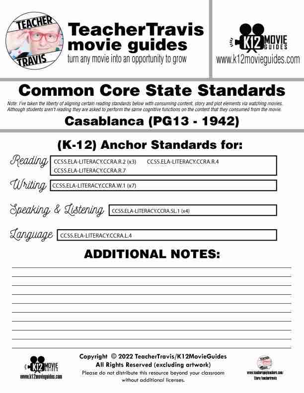 Casablanca Movie Guide | Worksheet | Questions | Google Slides (PG - 1942) CCSS