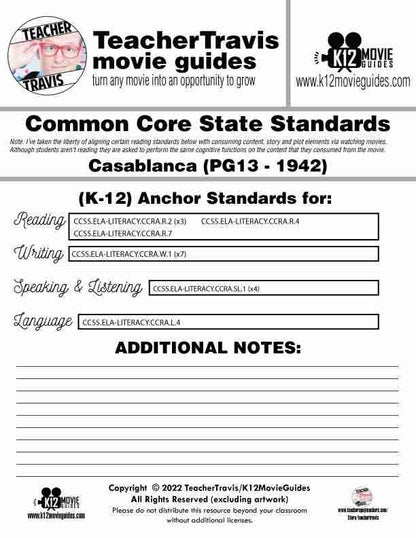 Casablanca Movie Guide | Worksheet | Questions | Google Slides (PG - 1942) CCSS