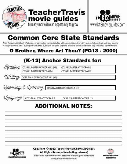 O Brother, Where Art Thou? Movie Guide | Worksheet | Questions (PG13 - 2000) CCSS