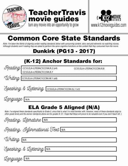 Dunkirk Movie Guide | Questions | Worksheet | Google Slides (PG13 - 2017) CCSS