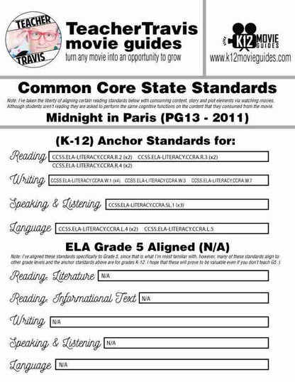 Midnight in Paris Movie Guide | Worksheet | Questions | Google Slides (PG13 - 2011) CCSS