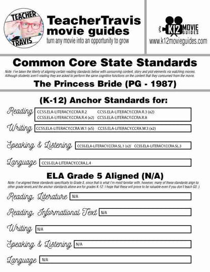 The Princess Bride Movie Guide | Questions | Worksheet | Google Form (PG - 1987) CCSS Alignment