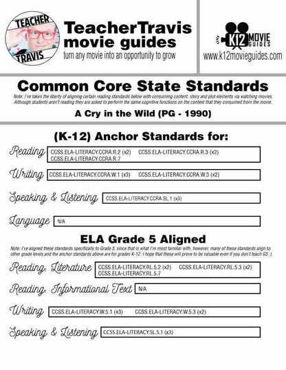 A Cry in the Wild Movie Guide | Questions | Worksheet (PG - 1990) [Hatchet] CCSS
