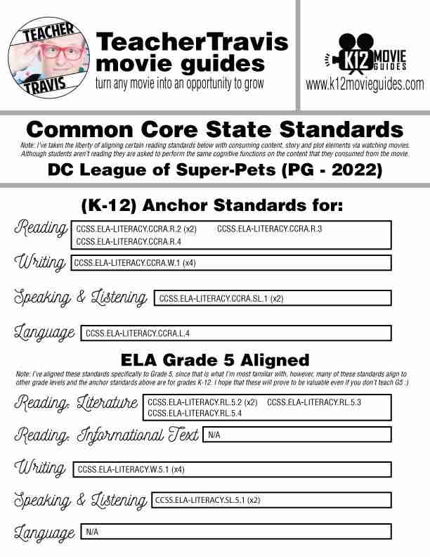 DC League of Super-Pets (PG - 2022) Movie Guide CCSS