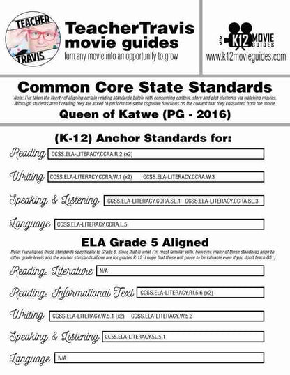 Queen of Katwe Movie Guide | Questions | Worksheet (PG - 2016) CCSS Alignment