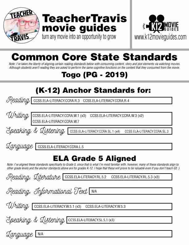 Togo Movie Guide | Questions | Worksheet (PG - 2019) CCSS Alignment