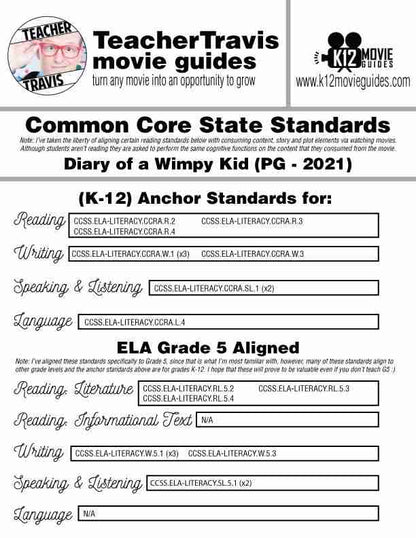 Diary of a Wimpy Kid Movie Guide | Worksheet | Questions (PG - 2021) CCSS