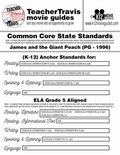 James and the Giant Peach Movie Guide | Questions | Google Form (PG - 1996) CCSS Alignment