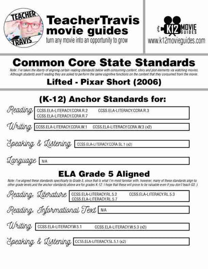 Lifted (2006) - Pixar Short Video Guide | Questions | Worksheet | Google Form - CCSS