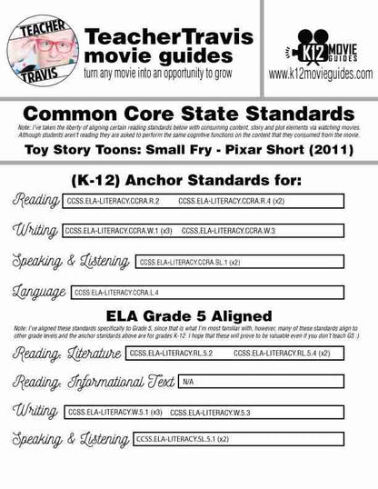 Toy Story Toons: Small Fry Pixar Short Video Guide | Questions | Worksheet | Google Form (2011) CCSS