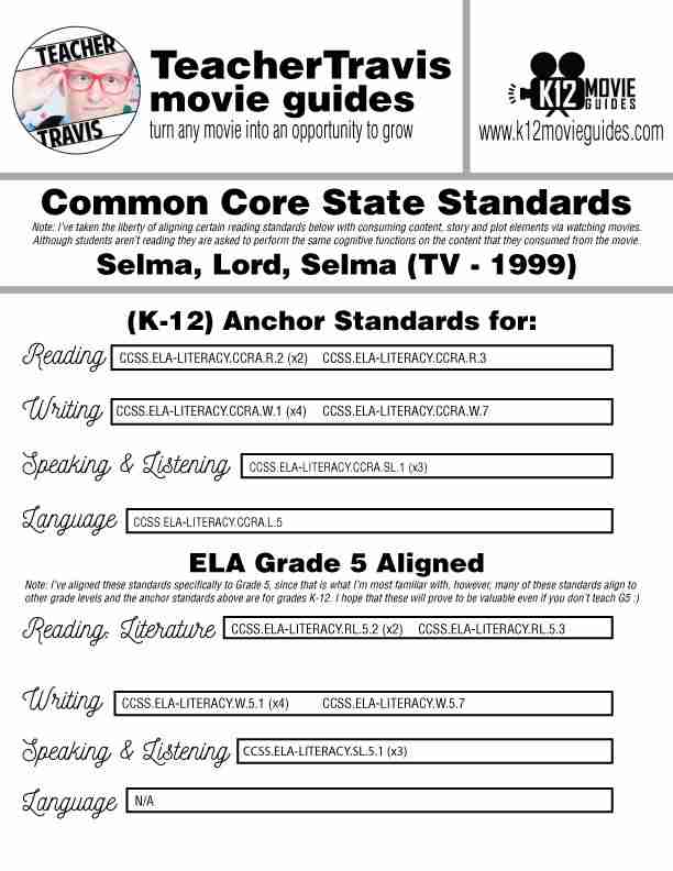 Selma, Lord, Selma Movie Guide | Worksheet | Questions | Google Classroom (TV - 1999) CCSS