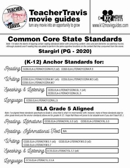 Stargirl Movie Guide | Questions | Worksheet (PG - 2020) CCSS Alignment
