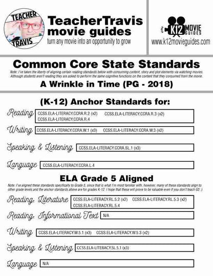 A Wrinkle in Time Movie Guide | Questions | Worksheet | Google Form (PG - 2018) CCSS Alignment