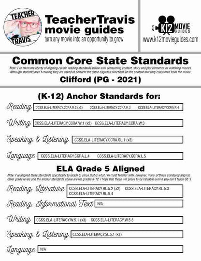 Clifford Movie Guide | Worksheet | Questions | Google Slides (PG - 2021) CCSS