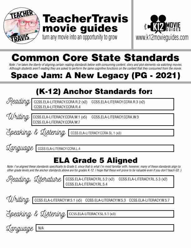 Space Jam: A New Legacy Movie Guide | Worksheet | Questions | Google (PG - 2021) CCSS