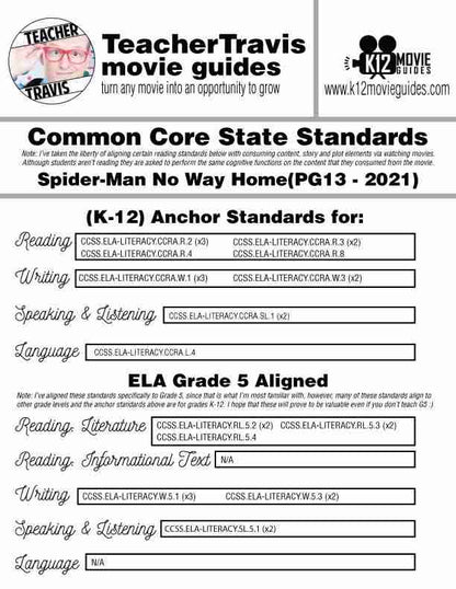 Spider-Man: No Way Home Movie Guide | Worksheet | Questions | (PG13 - 2021) CCSS
