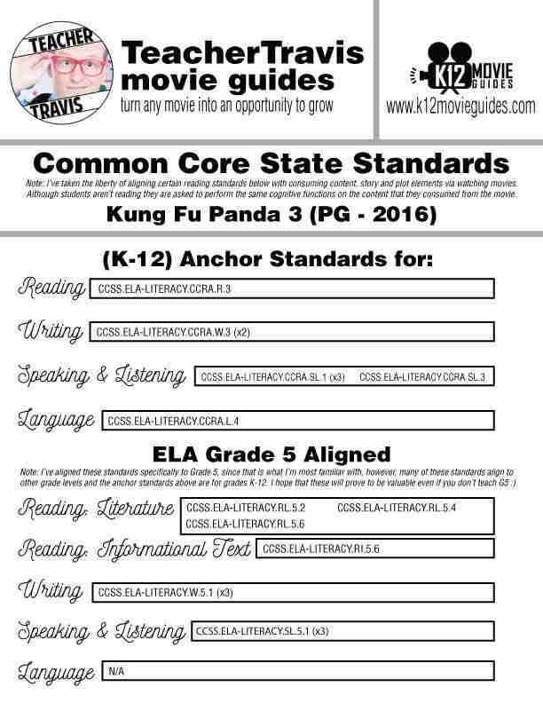 Kung Fu Panda 3 Movie Guide | Questions | Worksheet (PG - 2016) CCSS Alignment