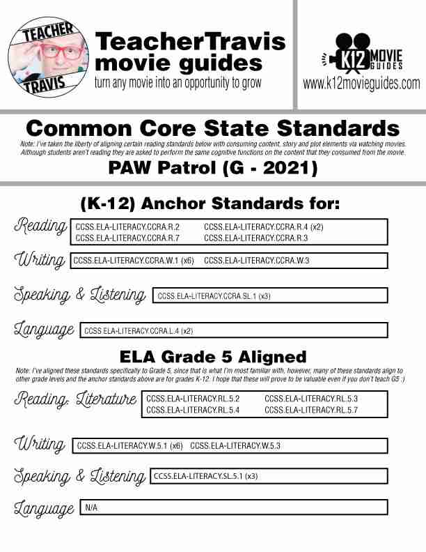 PAW Patrol: The Movie - Movie Guide | Worksheet | Questions | Google (G - 2021) CCSS