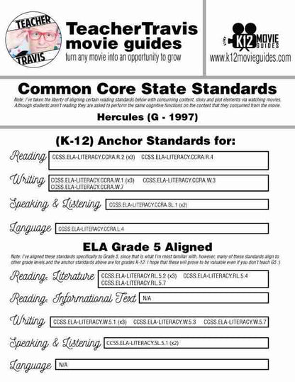 Hercules Movie Guide | Worksheet | Questions | Google Form (G - 1997) CCSS