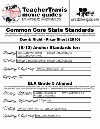 Day & Night Pixar Short Video Guide | Questions | Worksheet | Google Form (2002) CCSS