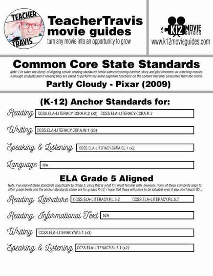 Partly Cloudy (2009) - Pixar Short Video Guide | Questions | Worksheet | Google Form | CCSS