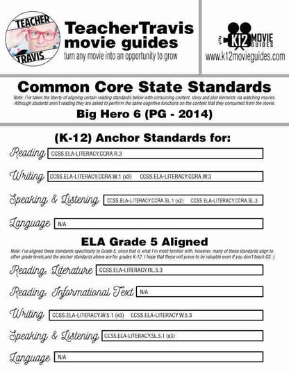 Big Hero 6 Movie Guide | Questions | Worksheet | Google Form (PG - 2014) CCSS Alignment