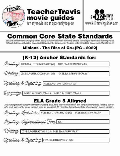 Minions: The Rise of Gru Movie Guide | Questions | Google Slides (PG - 2022) CCSS
