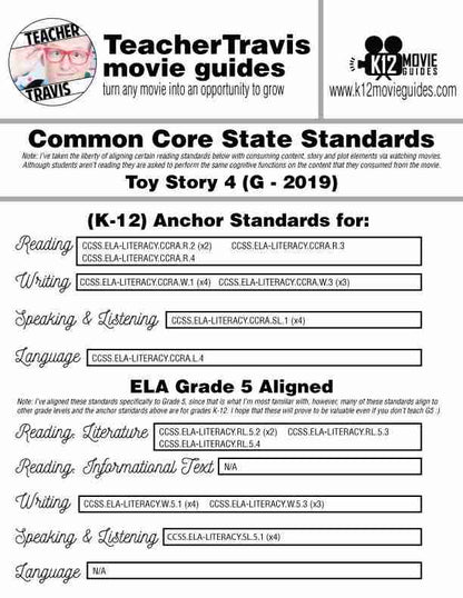 Toy Story 4 Movie Guide | Questions | Worksheet | Google Classroom (G - 2019) CCSS