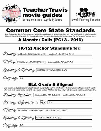 A Monster Calls Movie Guide | Questions | Worksheet | Google Slide (PG13 - 2016) CCSS