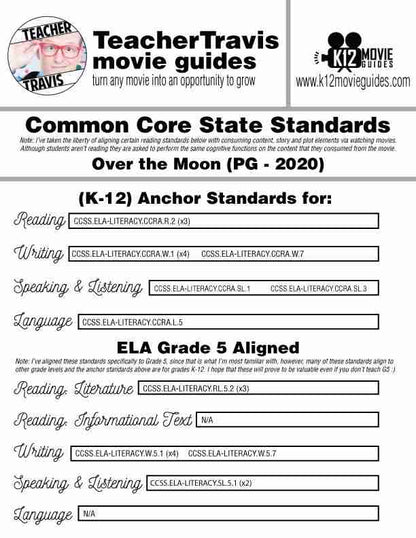 Over the Moon Movie Guide | Worksheet | Questions | Google Classroom (PG - 2020) CCSS