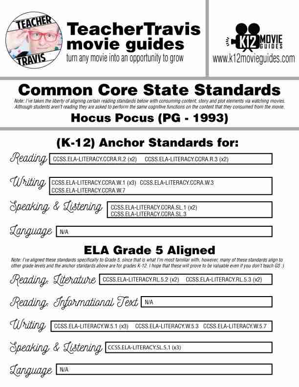 Hocus Pocus Movie Guide | Questions | Worksheet | Google (PG - 1993) CCSS