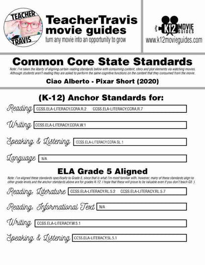 Ciao Alberto Pixar Short Video Guide (G - 2021) CCSS