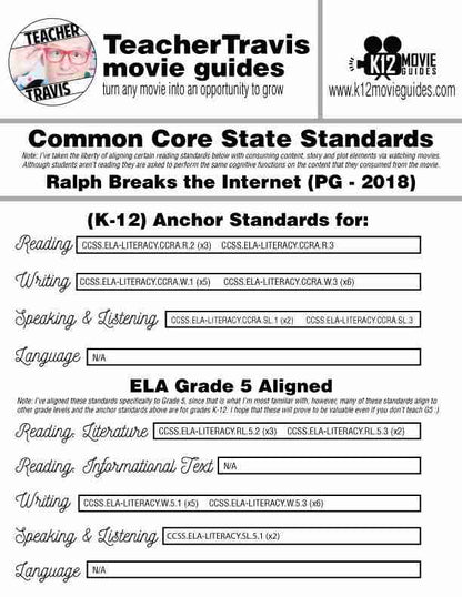 Ralph Breaks the Internet Movie Guide | Questions | Worksheet (PG - 2018) CCSS Alignment