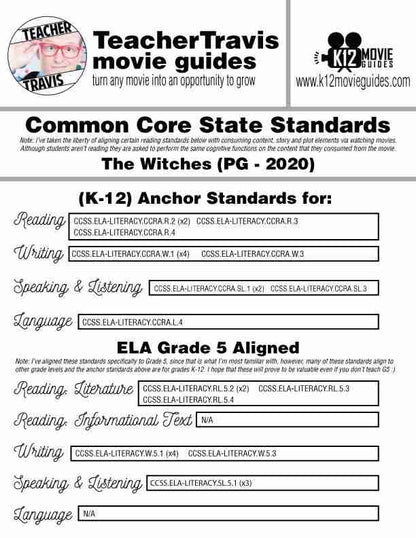 The Witches Movie Guide | Questions | Worksheet | Google Forms (PG - 2020) CCSS