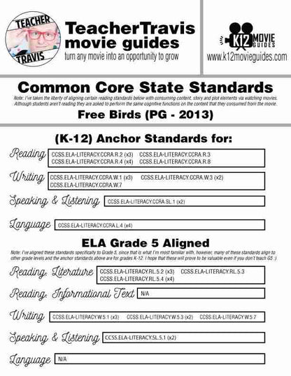 Free Birds Movie Guide | Questions | Worksheet | Google Forms (PG - 2013) CCSS