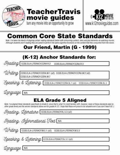 Our Friend, Martin Movie Guide | Questions | Worksheet (G - 1999) CCSS Alignment