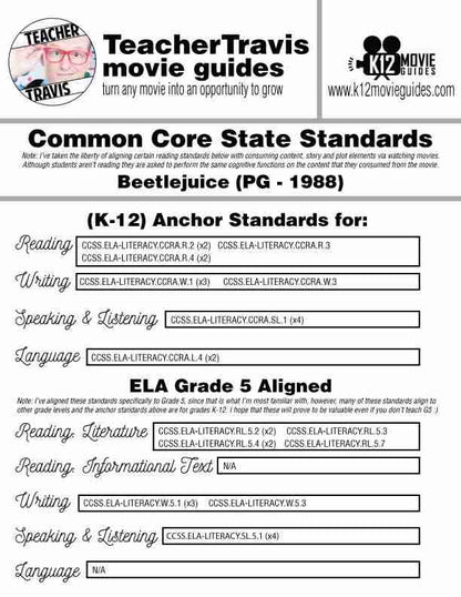 Beetlejuice Movie Guide | Questions | Worksheet | Google Form (PG - 1988) CCSS
