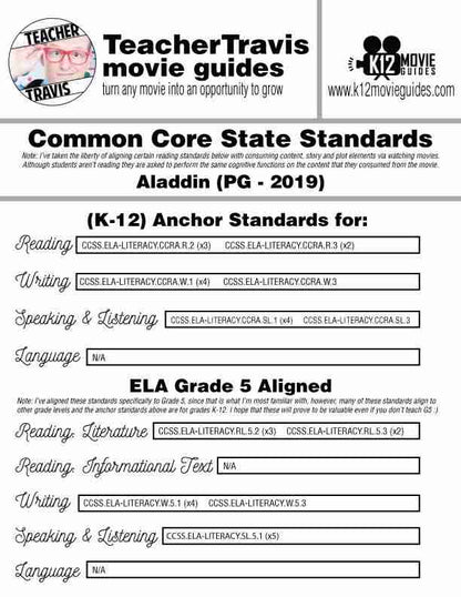 Aladdin Movie Guide | Questions | Worksheet | Google Form (PG - 2019) CCSS