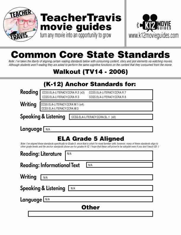 Walkout Movie Guide | Questions | Worksheet (TV14 - 2006) CCSS