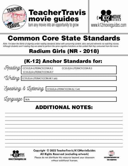 Radium Girls Movie Guide | Worksheet | Questions | Google Slides (NR - 2018) CCSS