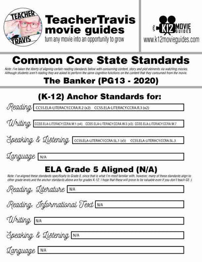 The Banker Movie Guide | Questions | Worksheet (PG13 - 2020) CCSS Alignment