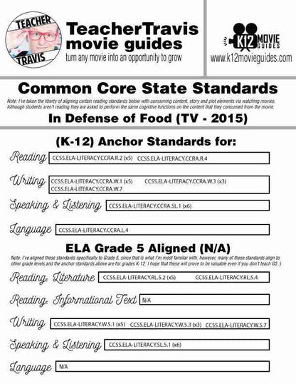 In Defense of Food Documentary Movie Guide | Worksheet | Questions (TV - 2015) CCSS