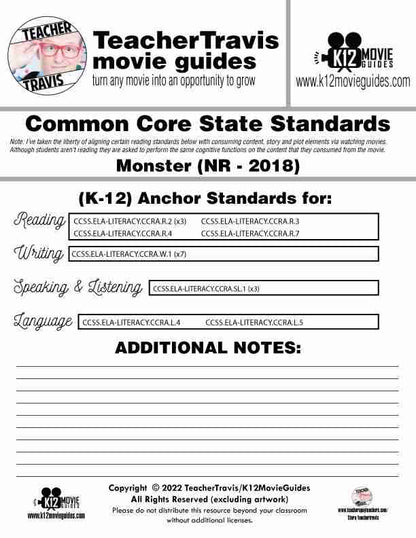 Monster Movie Guide | Worksheet | Questions | Google Slides (NR - 2018) CCSS
