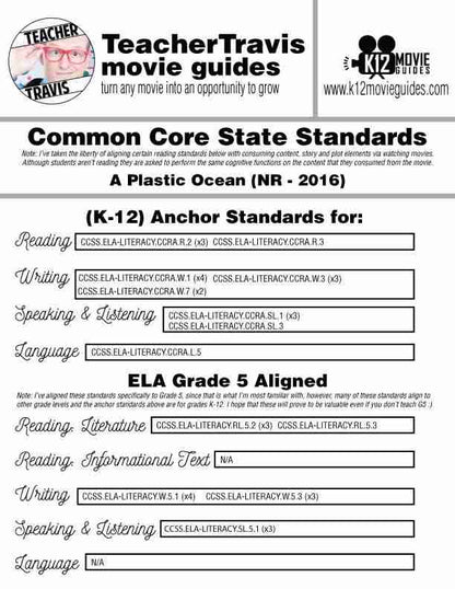 A Plastic Ocean Documentary Movie Guide | Questions | Worksheet (2016) CCSS Alignment