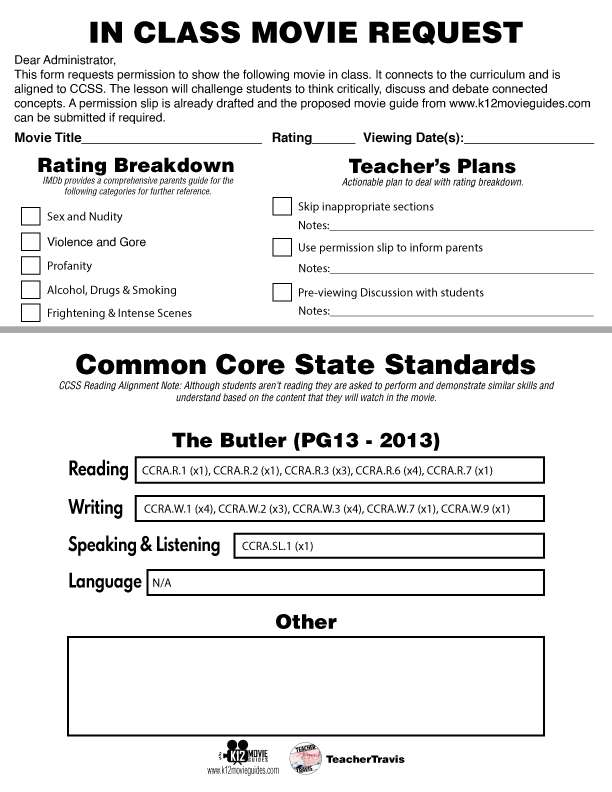 The Butler Movie Guide (PG13 - 2013) CCSS
