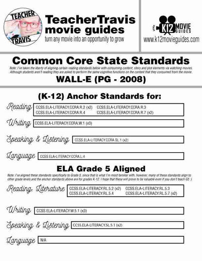 WALL-E Movie Guide | Worksheet | Questions | Google Form (G - 2008) CCSS