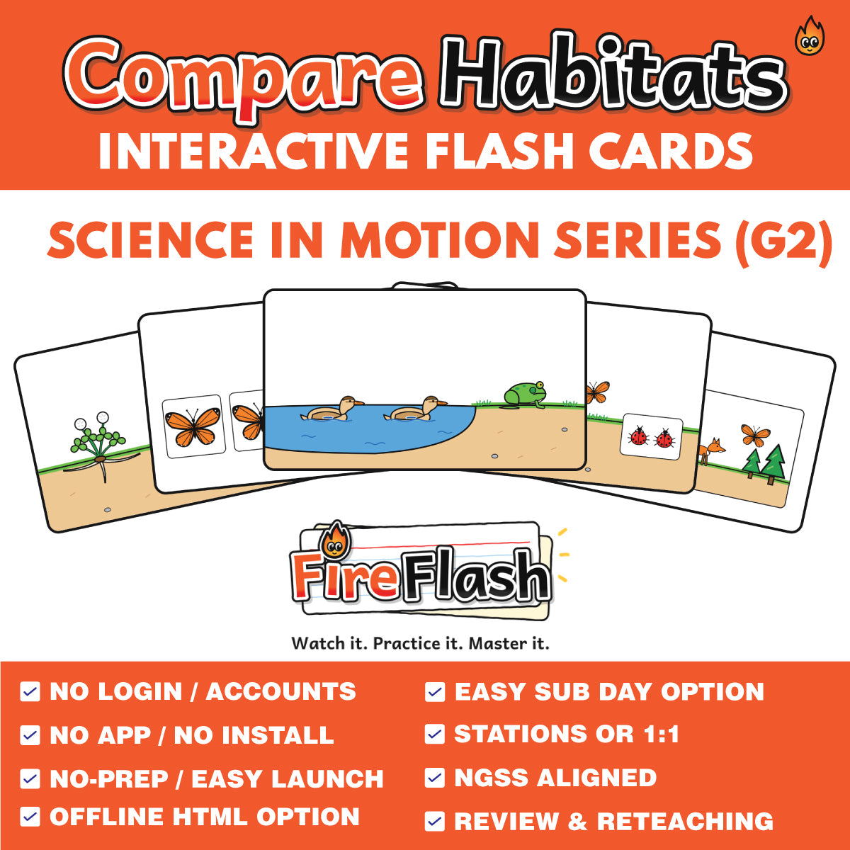FireFlash | Compare Habitats | Grade 2 Animated Science Cards