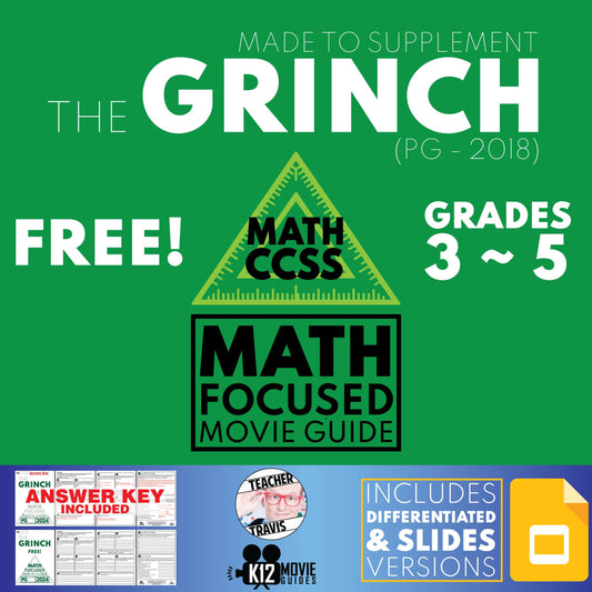 Math Focused Movie Guide made for The Grinch (PG - 2018) Cover