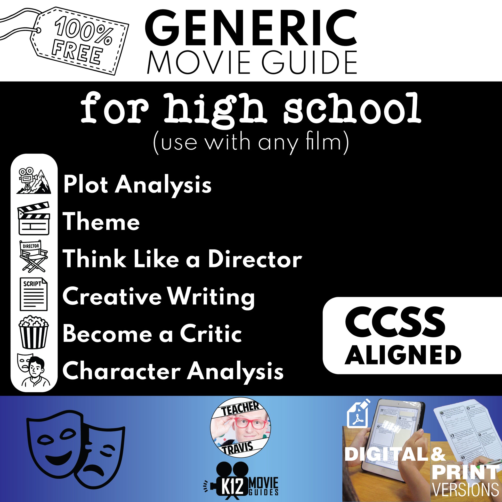 Free Generic Movie Guide for Grades 9 to 12 High School Students (Works for Any Film) | Editable | PDF & Google Docs (Copy)