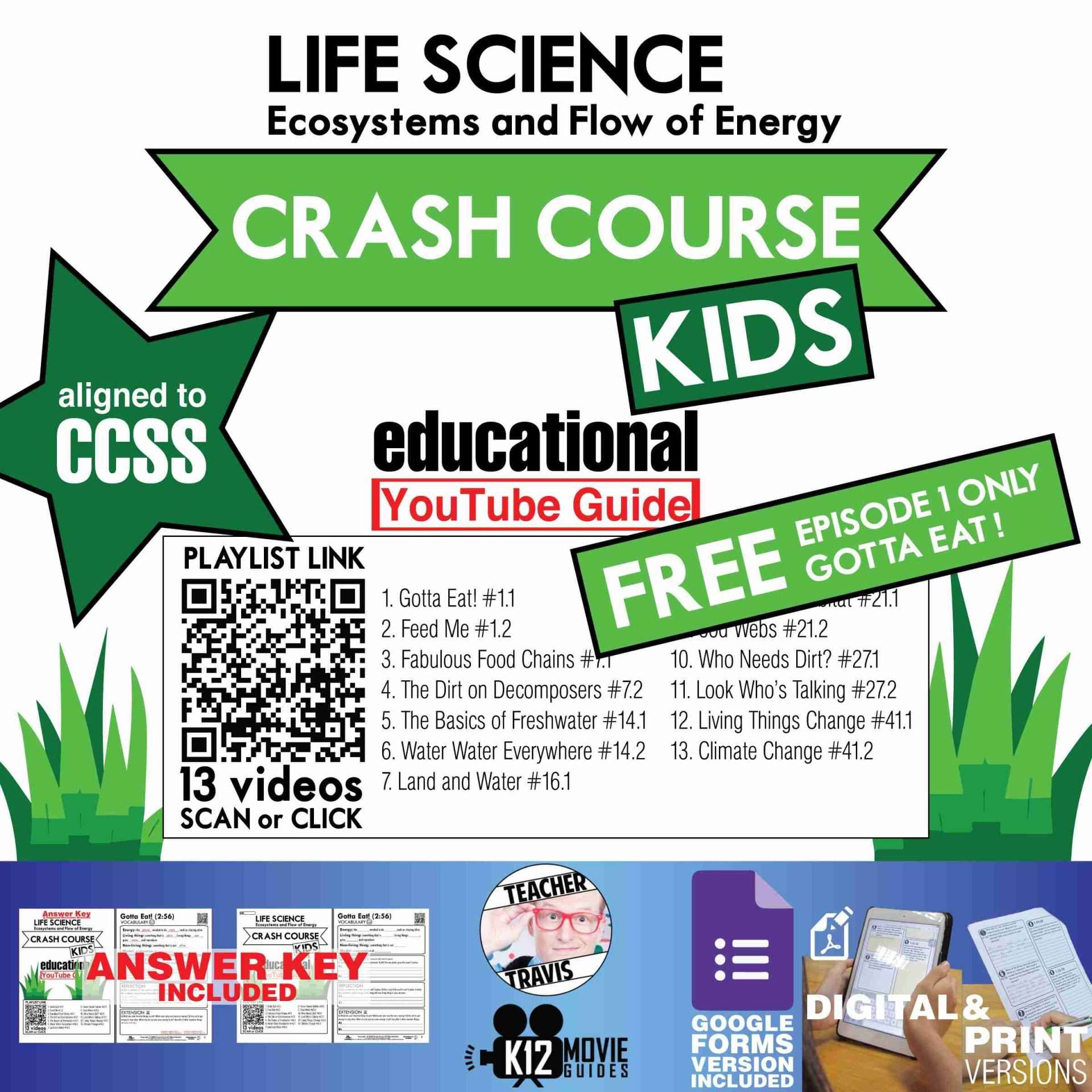 Crash Course Kids - Life Science - Gotta Eat! (E01) Free Youtube Guide Cover
